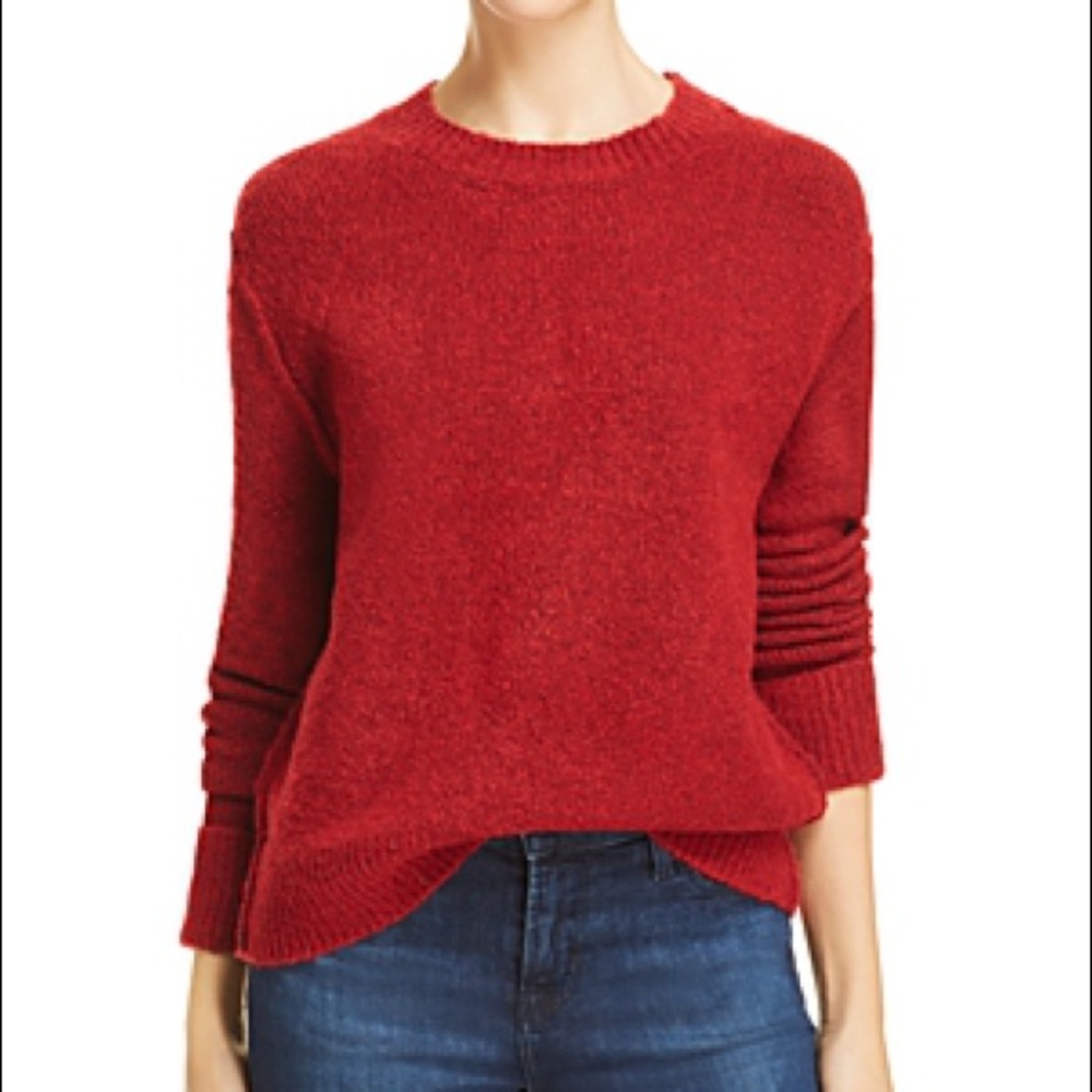 AQUA Crimson Red Raised Seam Sweater